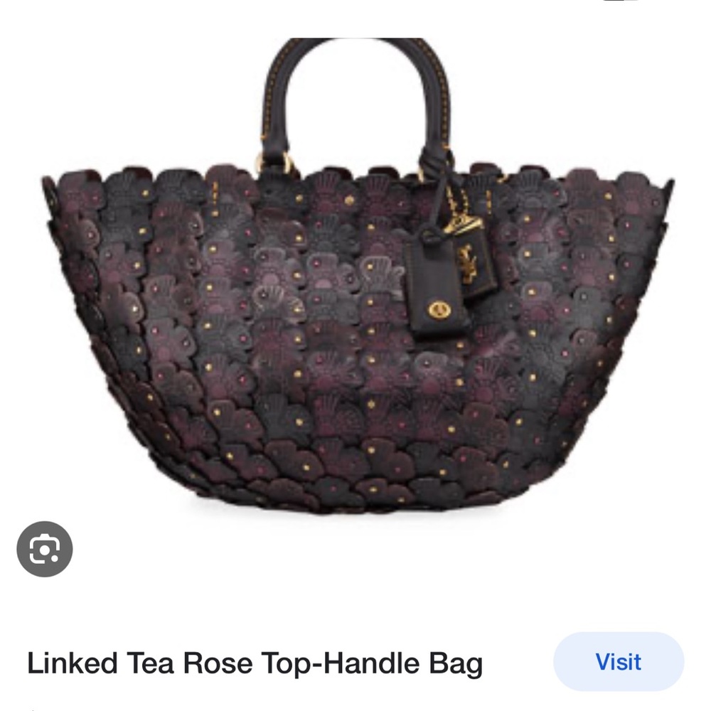 ISO - In Search Of…Coach Tea Rose Basket Bag Black - Picture 3 of 4